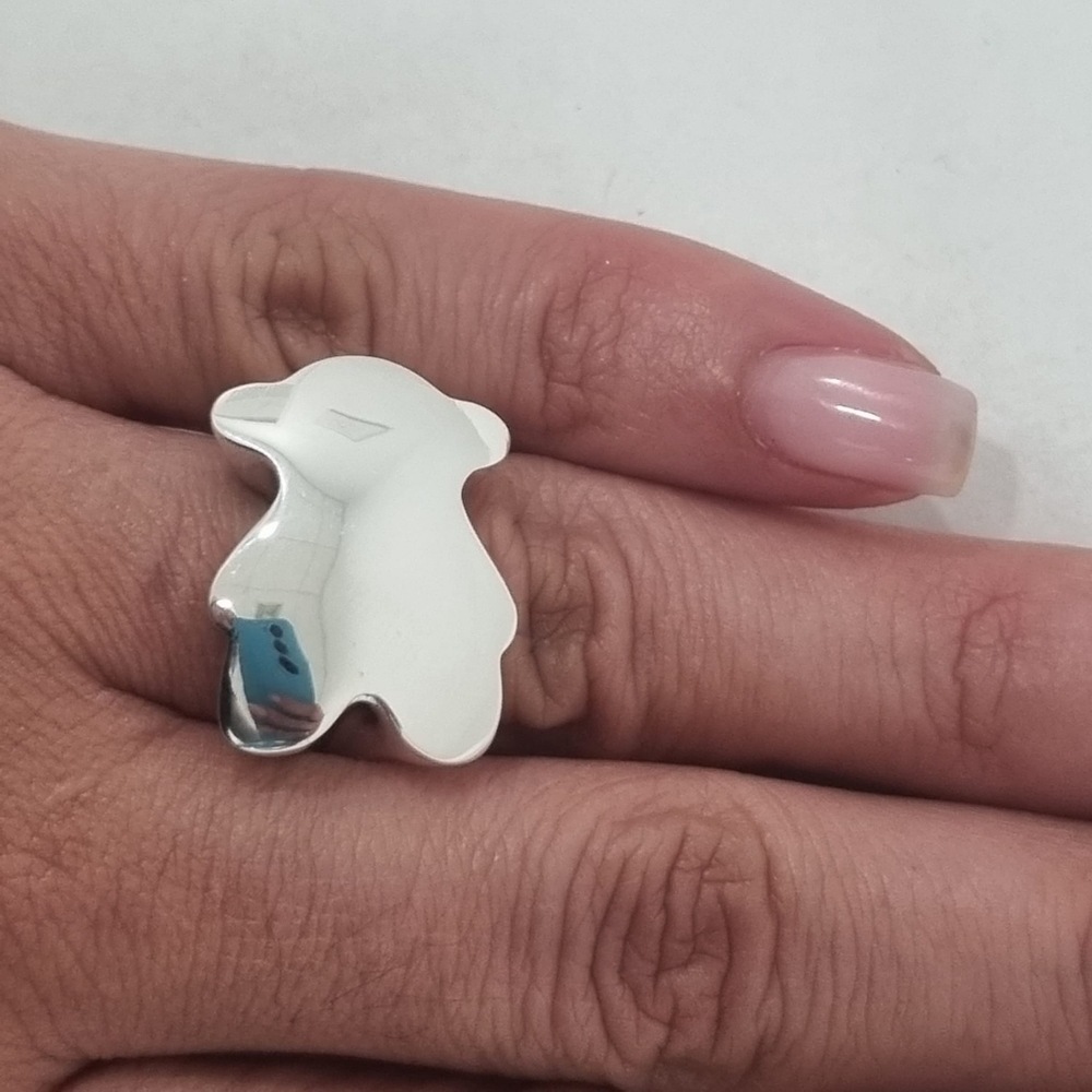 Tous Silver Bold Motif Bear Signet Ring Size 6.25 - Picture 2 of 15